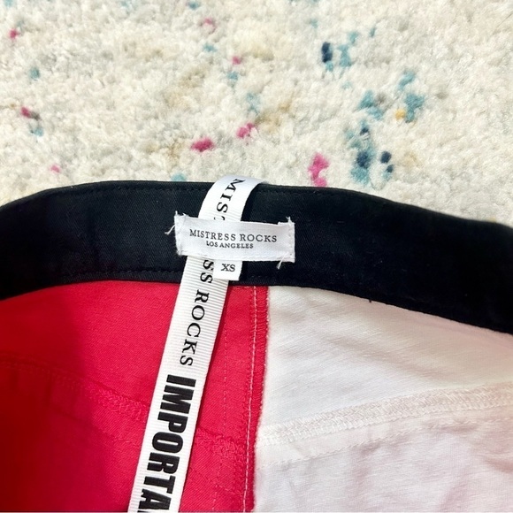 Mistress Rocks 'CHARM' Contrast Panel Utility Trousers in Red sz XS - Picture 4 of 5
